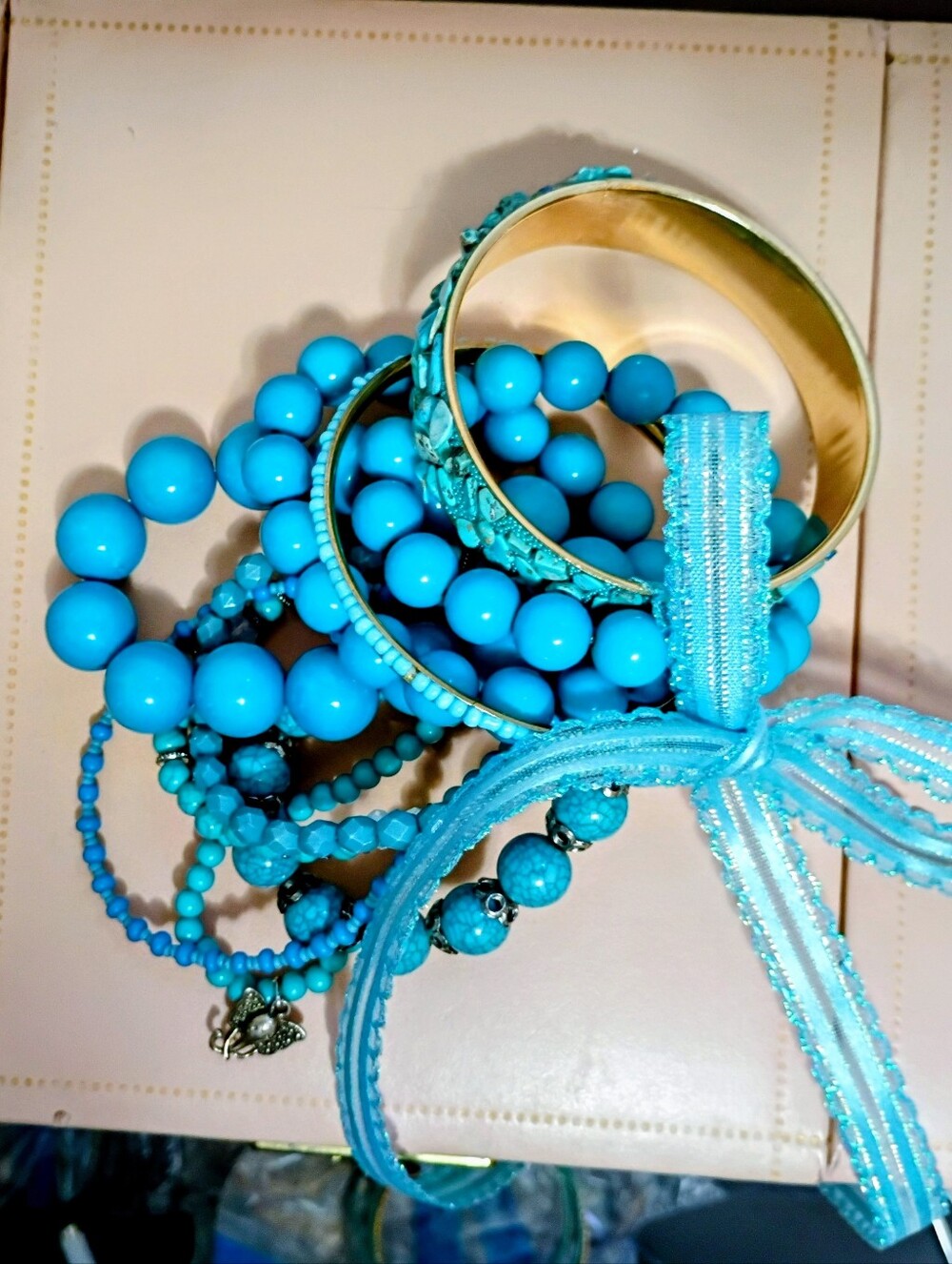 Ten (10) Faux Turquoise Bracelets